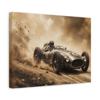 Vintage Racecar Wall Art Canvas – Sepia Classic Motorsport Print