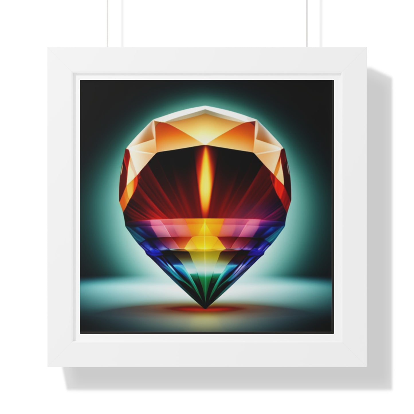 Framed Poster Candle in a Gem Photorealistic AI Image White Frame