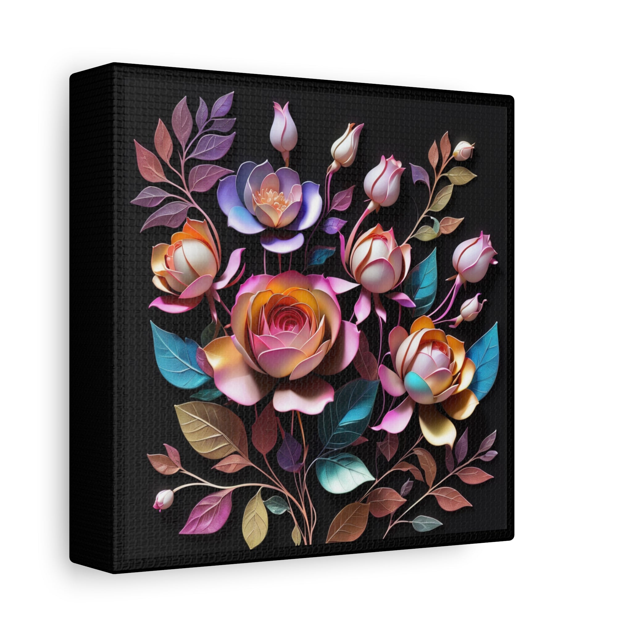 Floral 3D Wall Art Canvas - Elegant Moody Rose Design for Home Decor