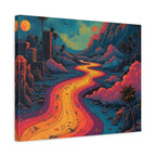 Vibrant Retro Landscape Canvas Print - Bohemian Wall Art