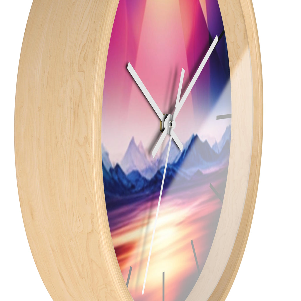 Gemstone Landscape Wall Clock, Round Silent Black Clock, Home Decor, Office Decor, Nature Lover Gift, Unique Clock Gift