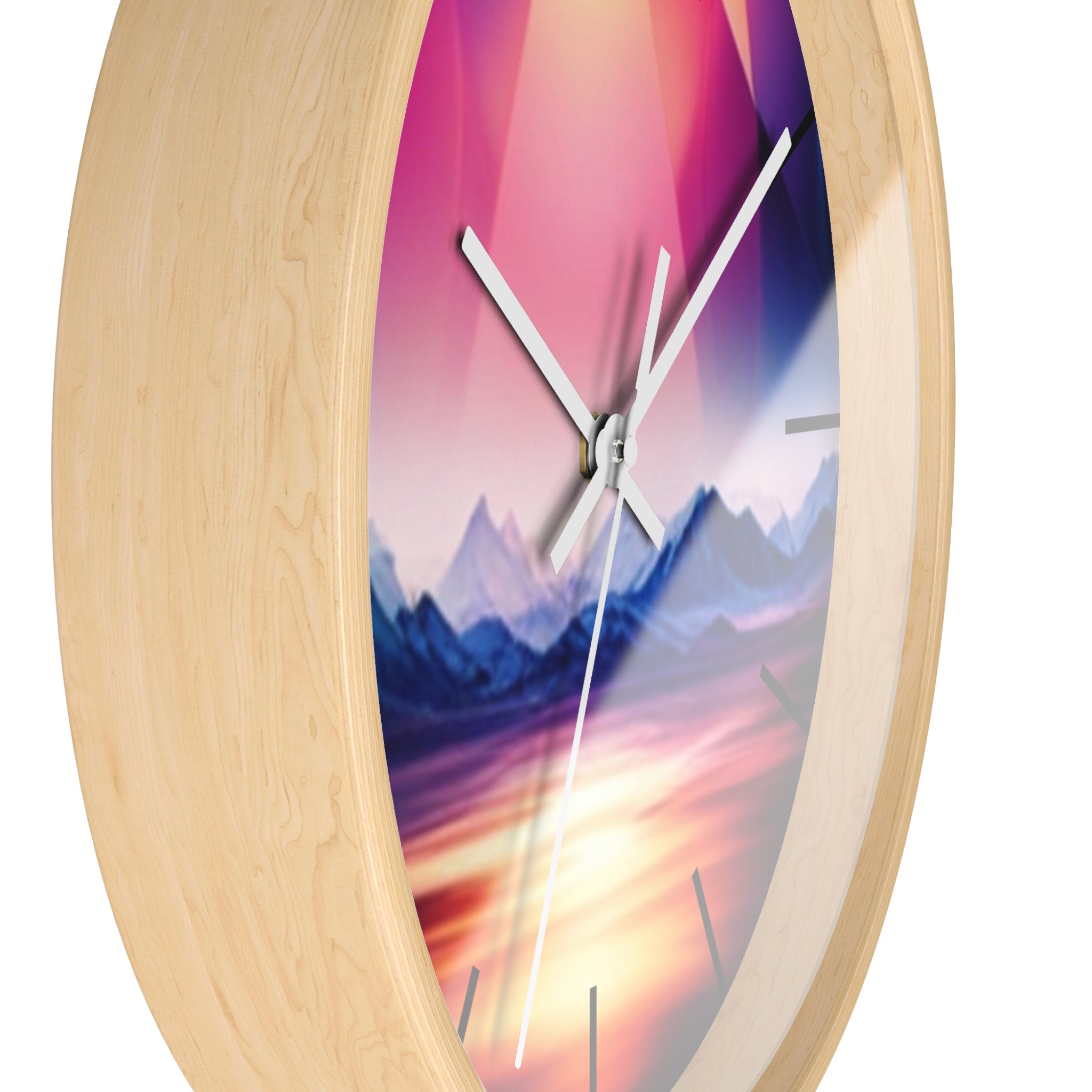 Gemstone Landscape Wall Clock, Round Silent Black Clock, Home Decor, Office Decor, Nature Lover Gift, Unique Clock Gift