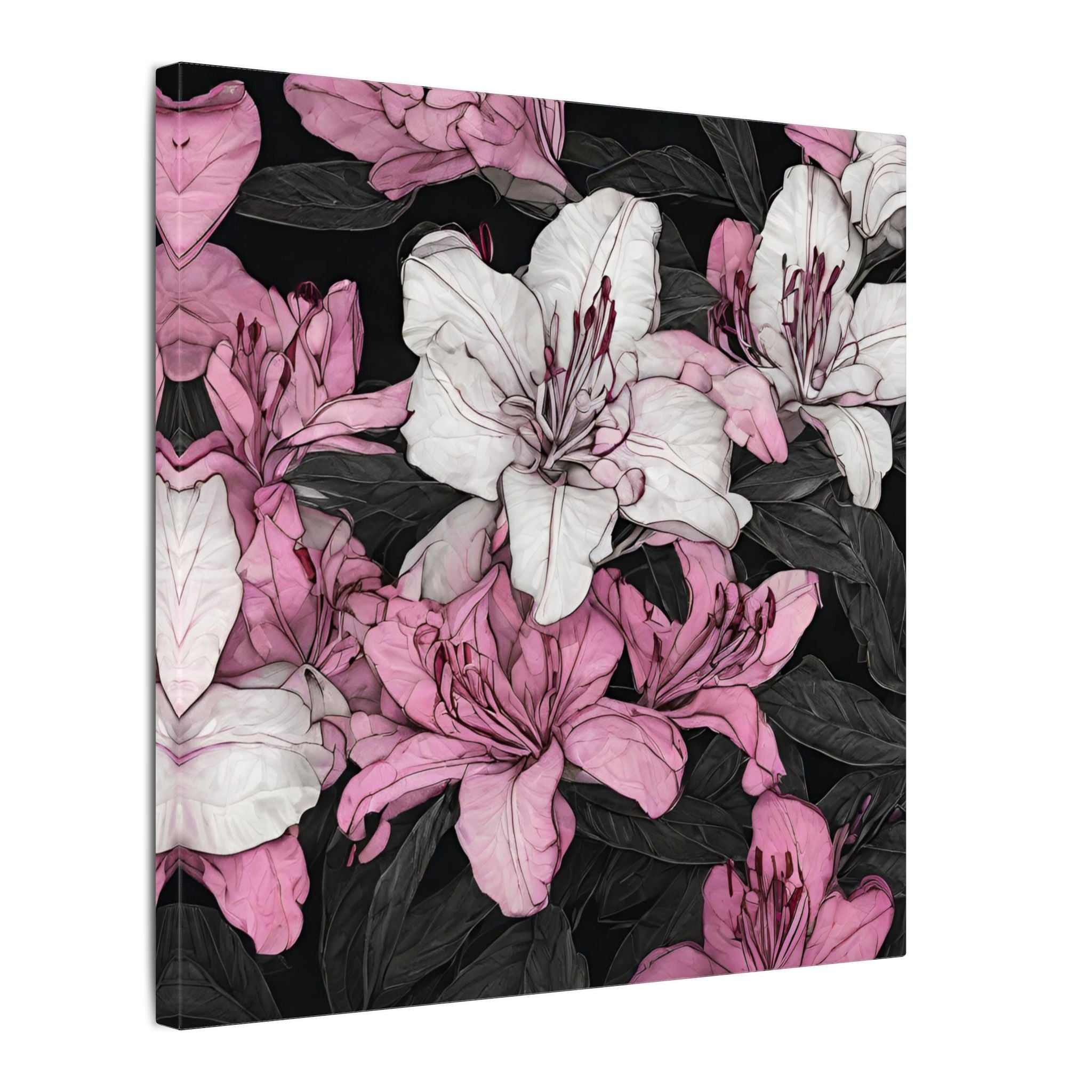 Pink & White Lily Matte Canvas Wall Art — Floral Stretched Canvas Print