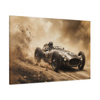 Vintage Racecar Wall Art Canvas – Sepia Classic Motorsport Print