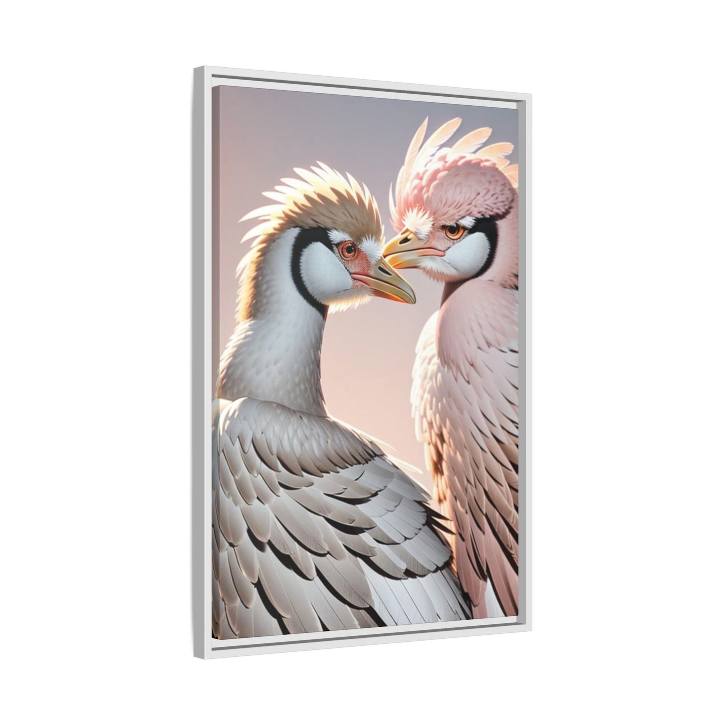 Framed Canvas Art Print - Ostrich Love