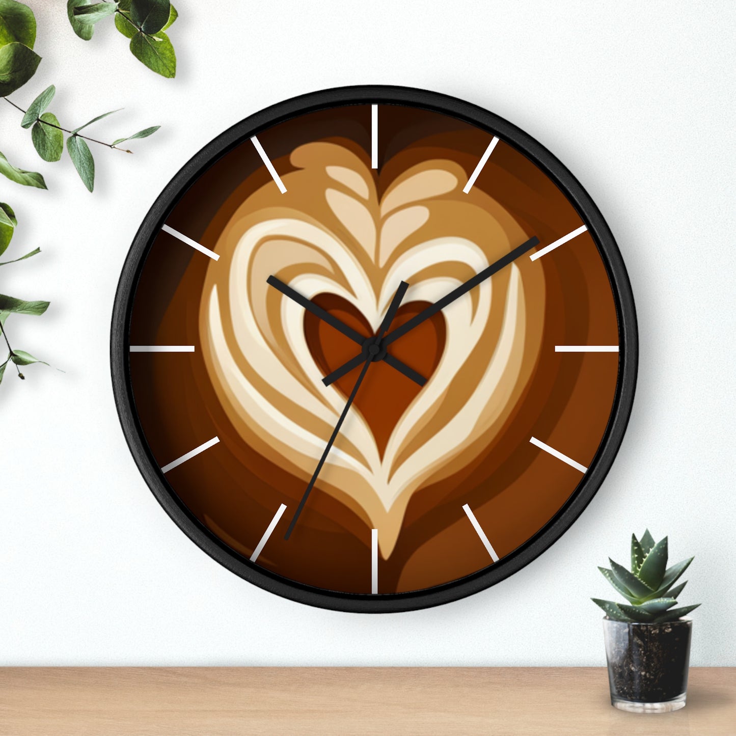 Coffee Espresso Kitchen Wall Clock 10 Inch Round Silencing Mechanism