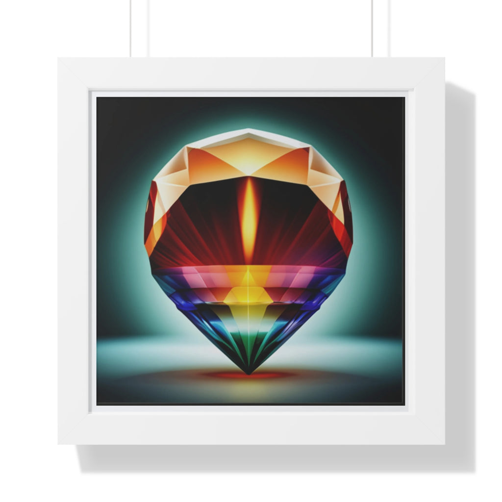 Framed Poster - Candle in a Gem Photorealistic AI Image White Frame
