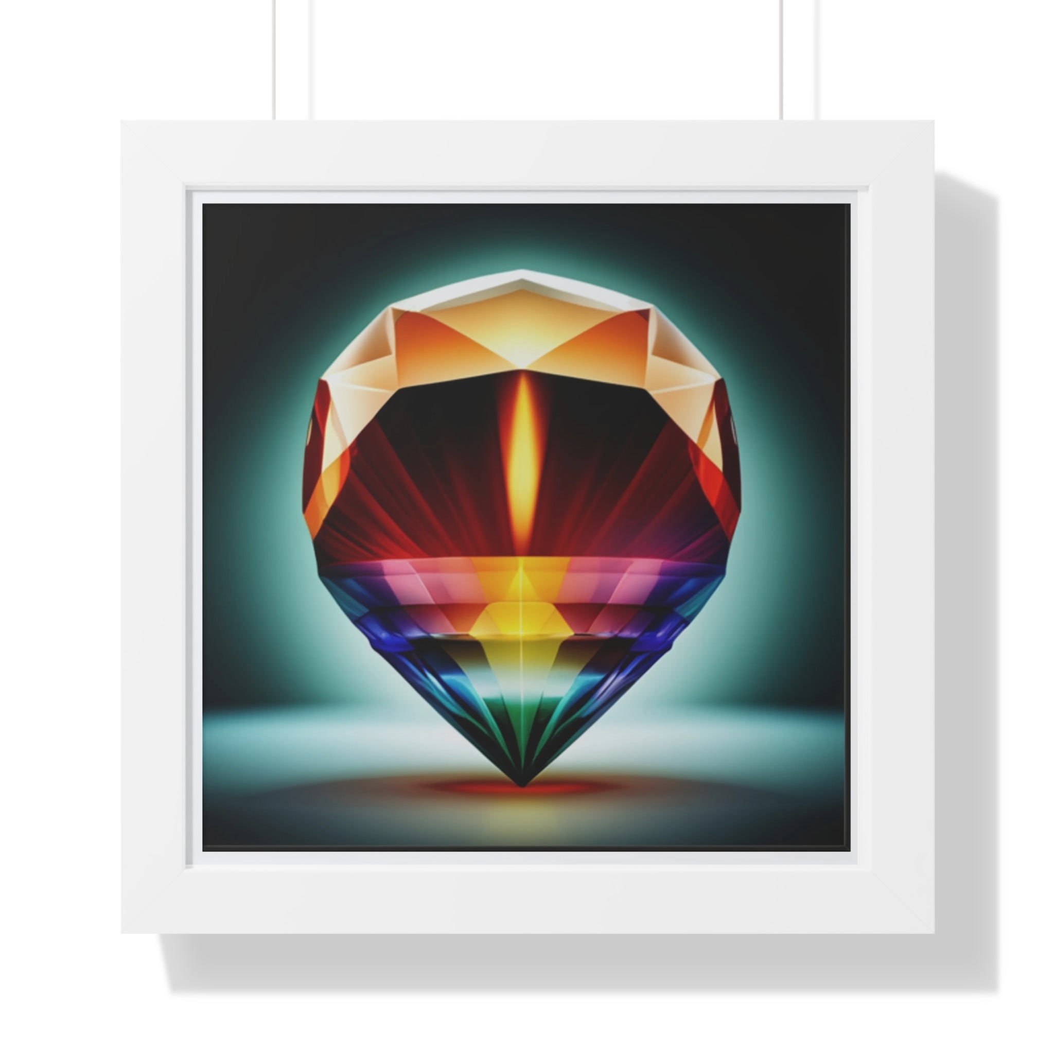 Framed Poster - Candle in a Gem Photorealistic AI Image White Frame