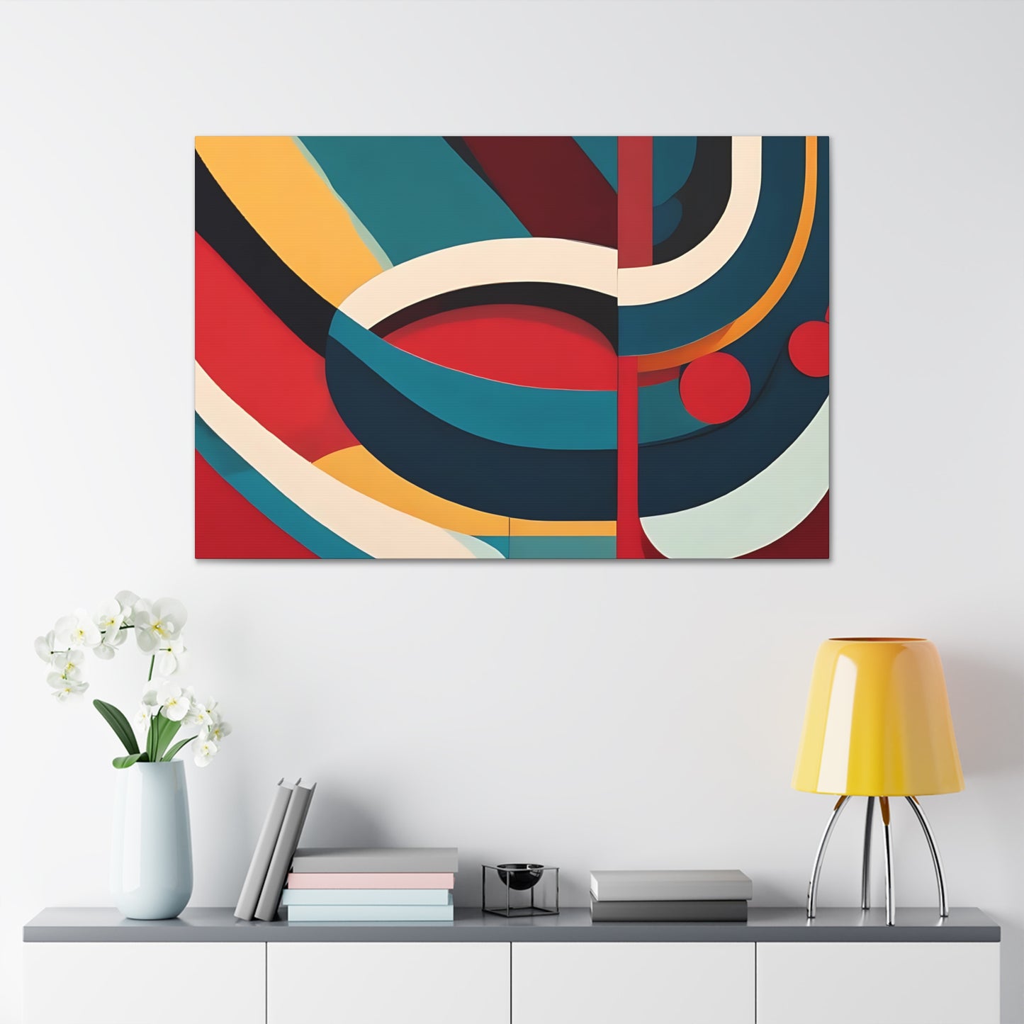 Mid Century Modern Abstract Art Print on Unframed Canvas