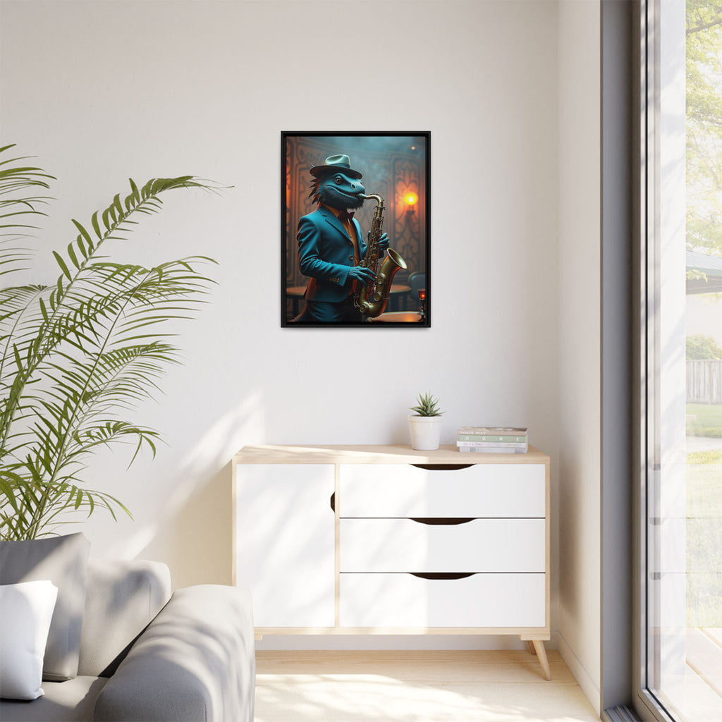 Bearded Dragon Playing the Saxophone Framed Wall Art