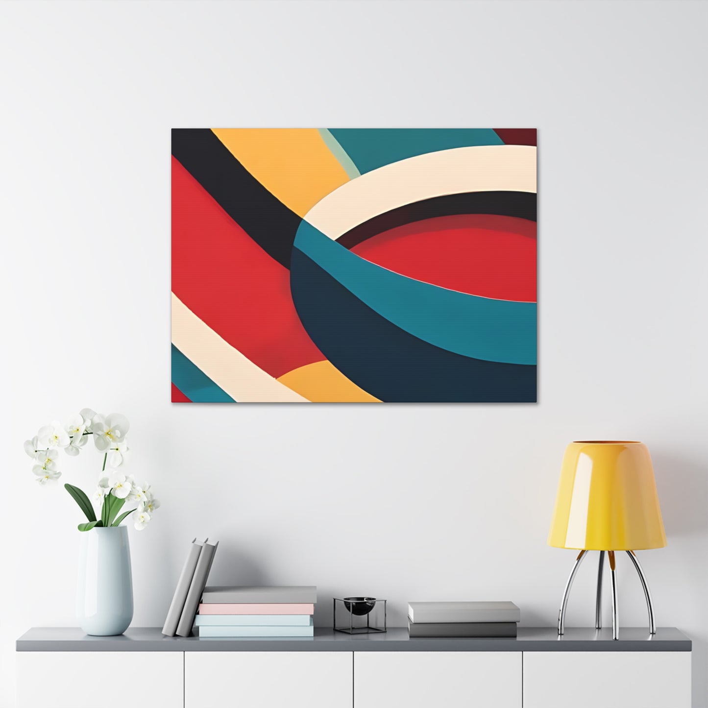 Mid Century Modern Abstract Art Print on Unframed Canvas