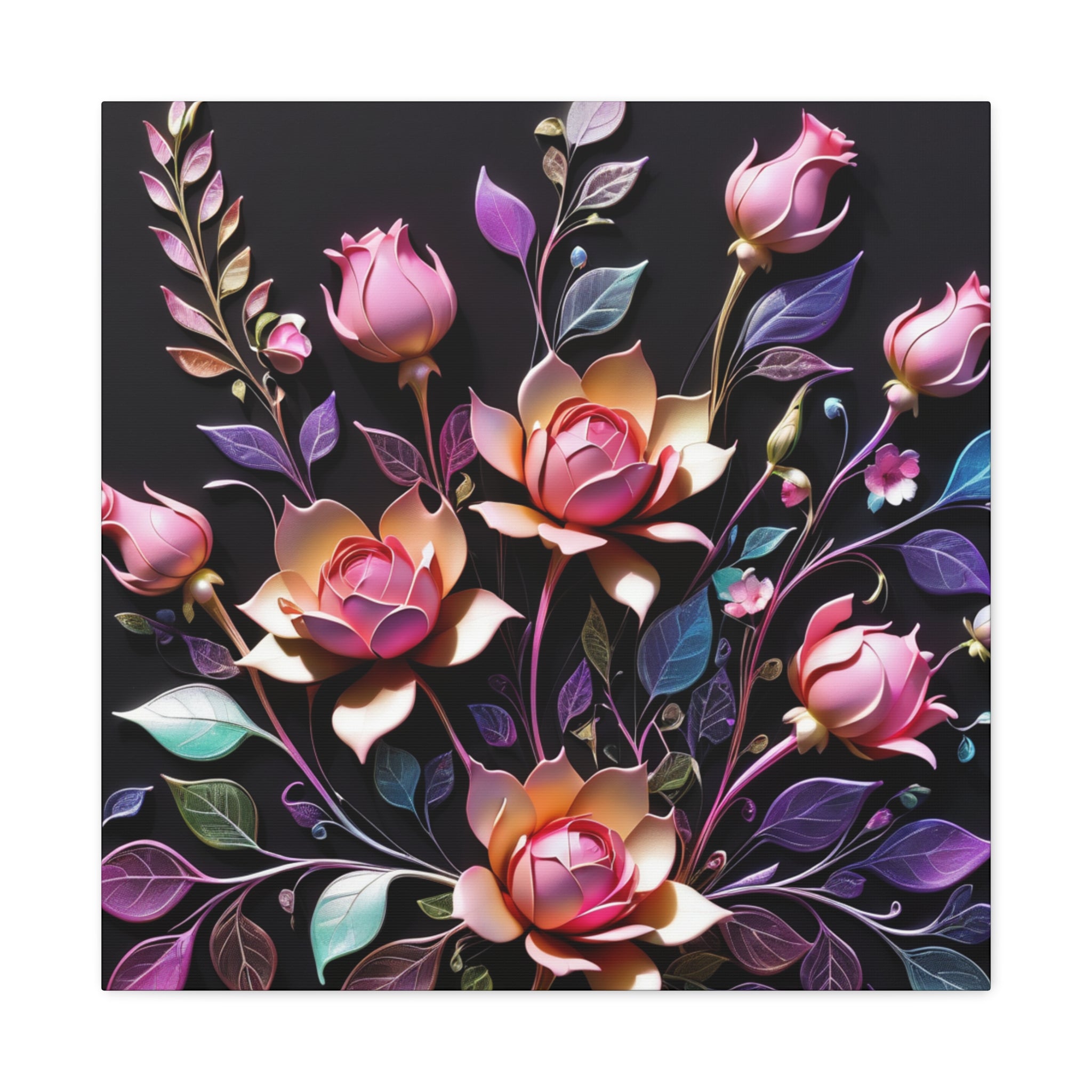 Metallic Floral 3D Canvas Print
