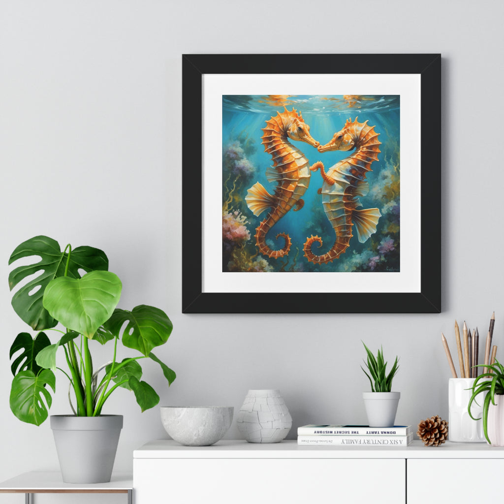 Framed Poster Seahorses in Love