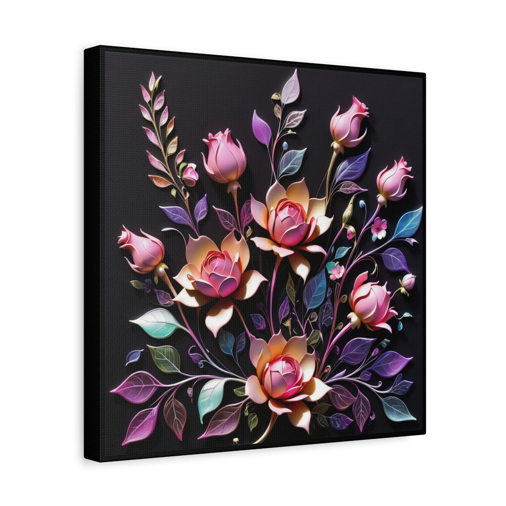 Metallic Floral 3D Canvas Print