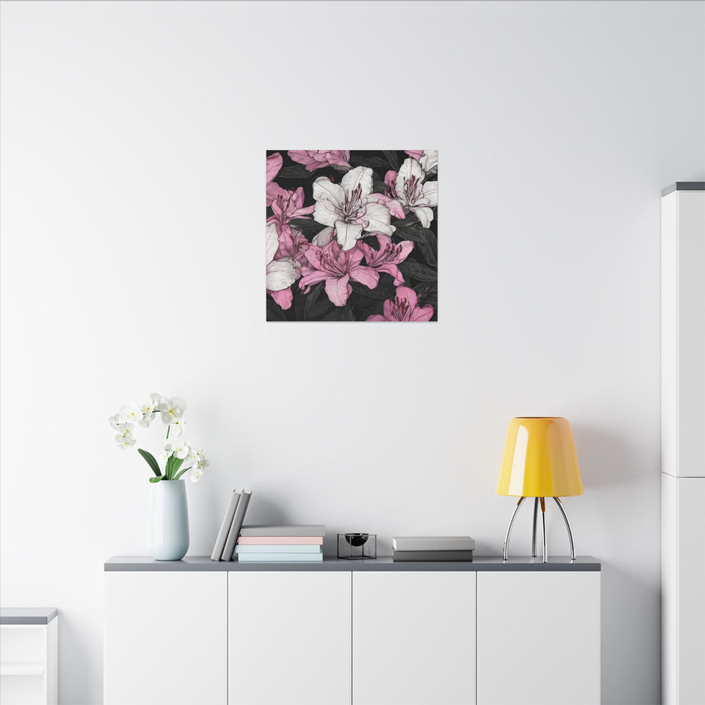 Pink & White Lily Matte Canvas Wall Art — Floral Stretched Canvas Print