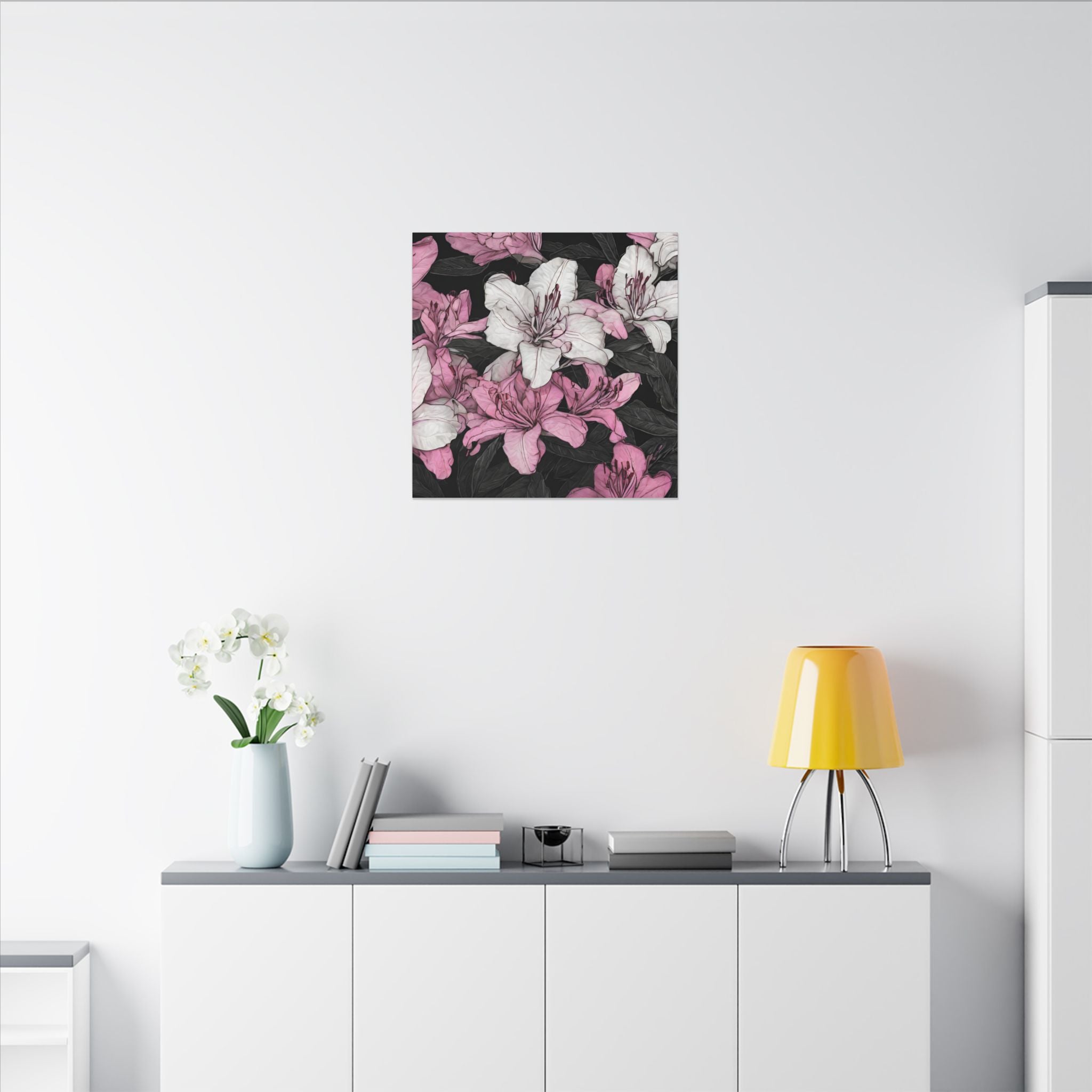 Pink & White Lily Matte Canvas Wall Art — Floral Stretched Canvas Print