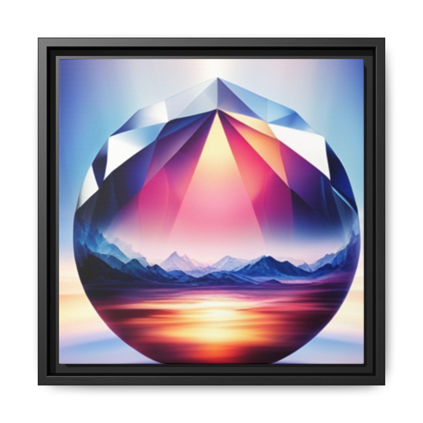 Framed Canvas Print, Landscape Inside a Gem, Digital Art