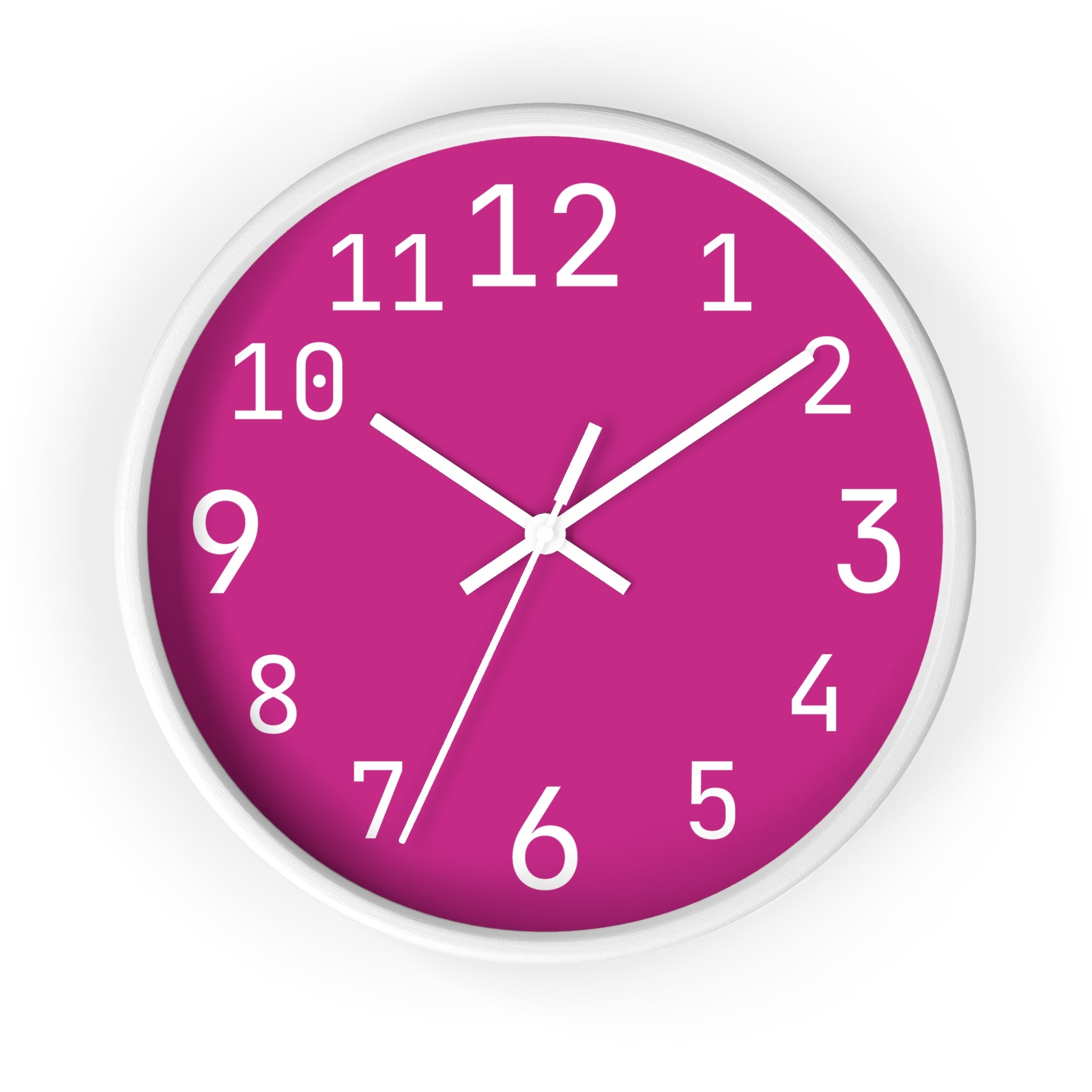 Magenta Pink and White Wall Clock, Silent, Modern Home Decor, Office Wall Art, Unique Gift, Stylish Kitchen Clock