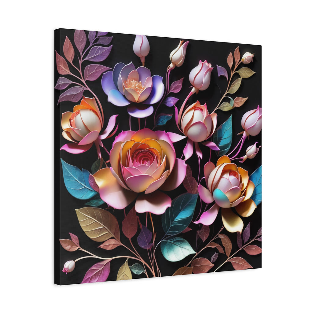 Floral 3D Wall Art Canvas - Elegant Rose Design for Home Decor