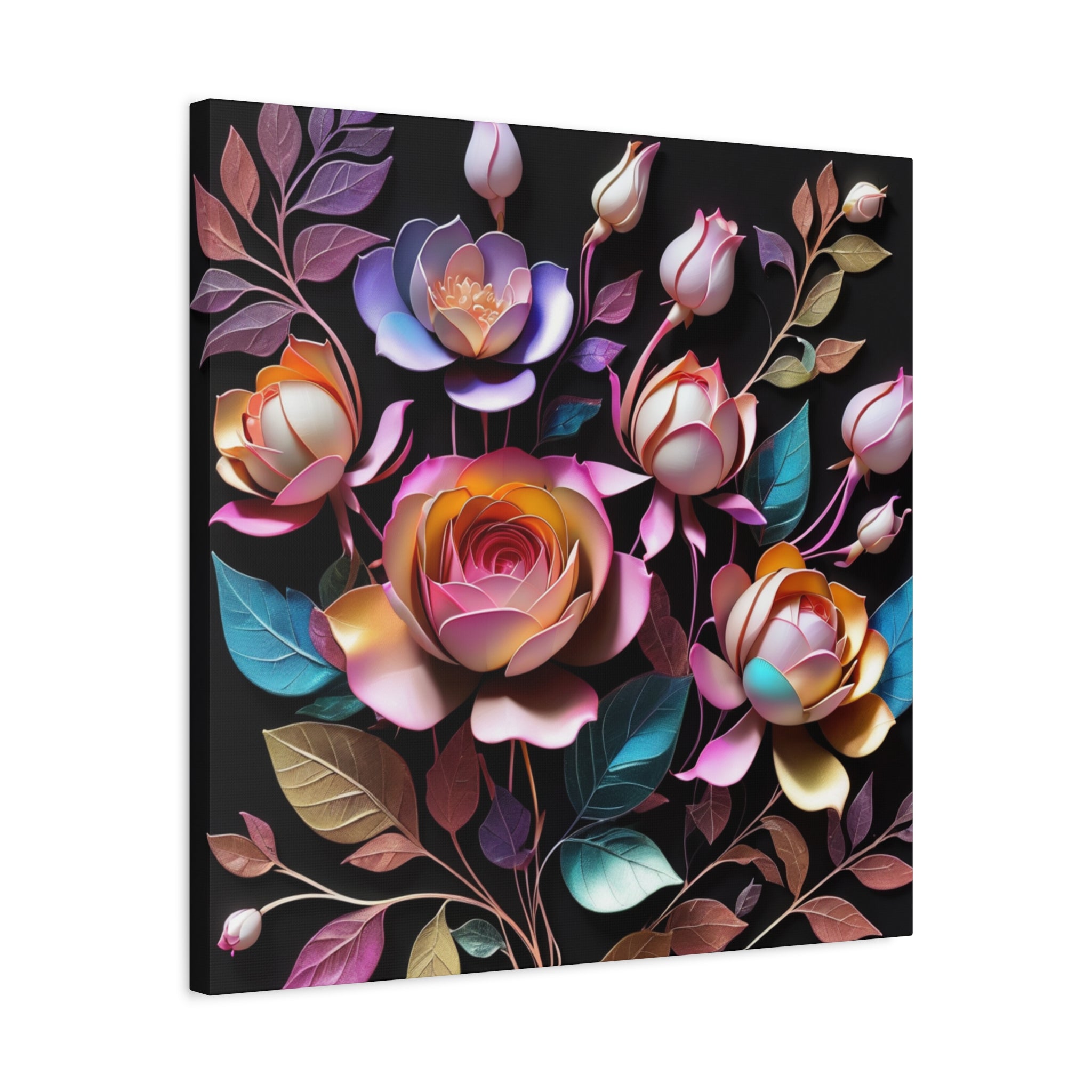 Floral 3D Wall Art Canvas - Elegant Rose Design for Home Decor