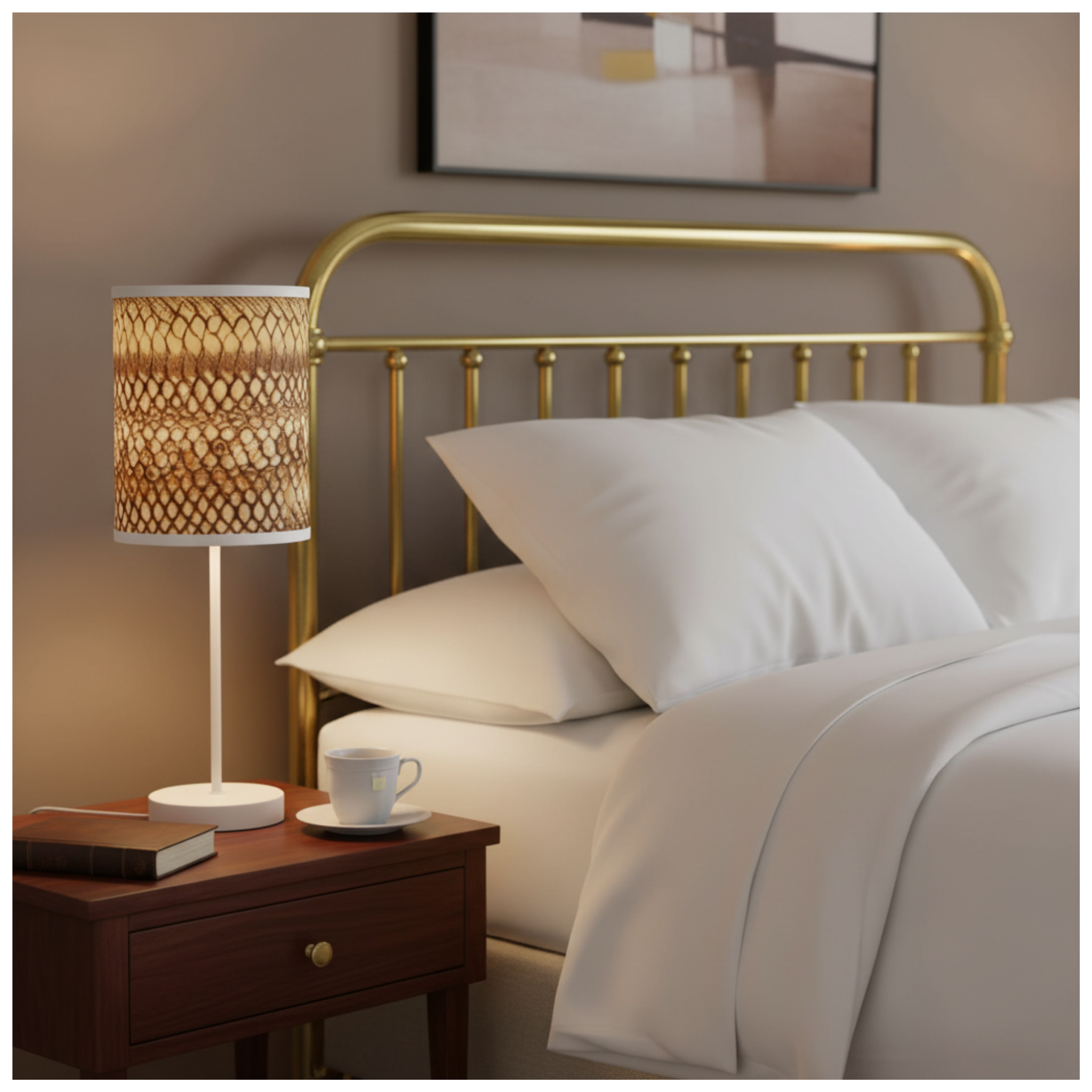 Table Lamp, Golden-Brown Snake Skin