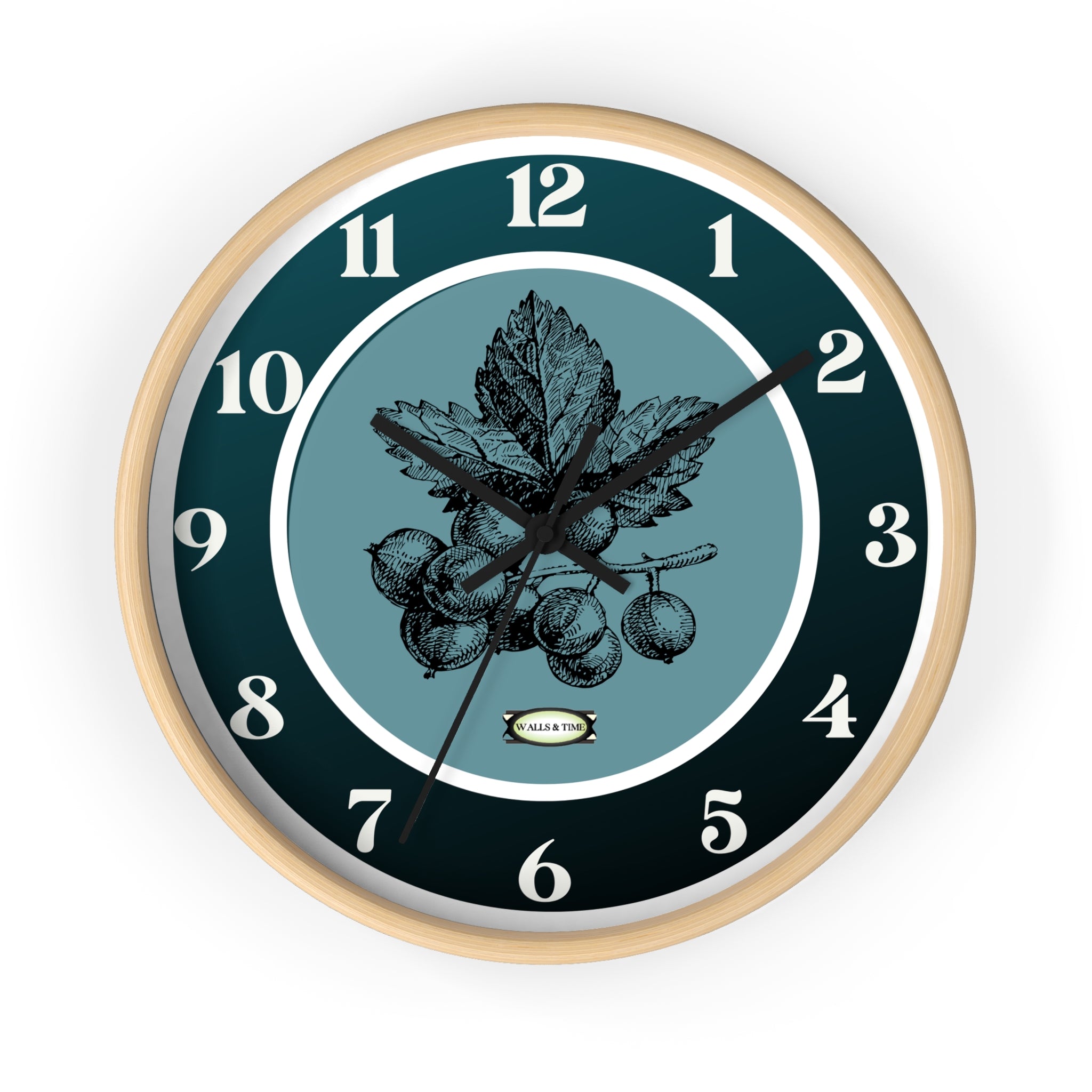 Botanical Chestnut Wall Clock — Vintage Plant Illustration Timepiece