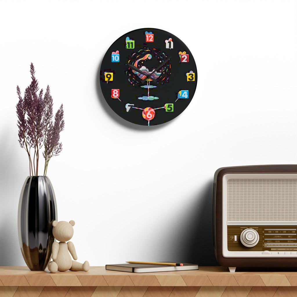 Cosmic Splash Acrylic Wall Clock — Colorful Numbered Modern Art Clock