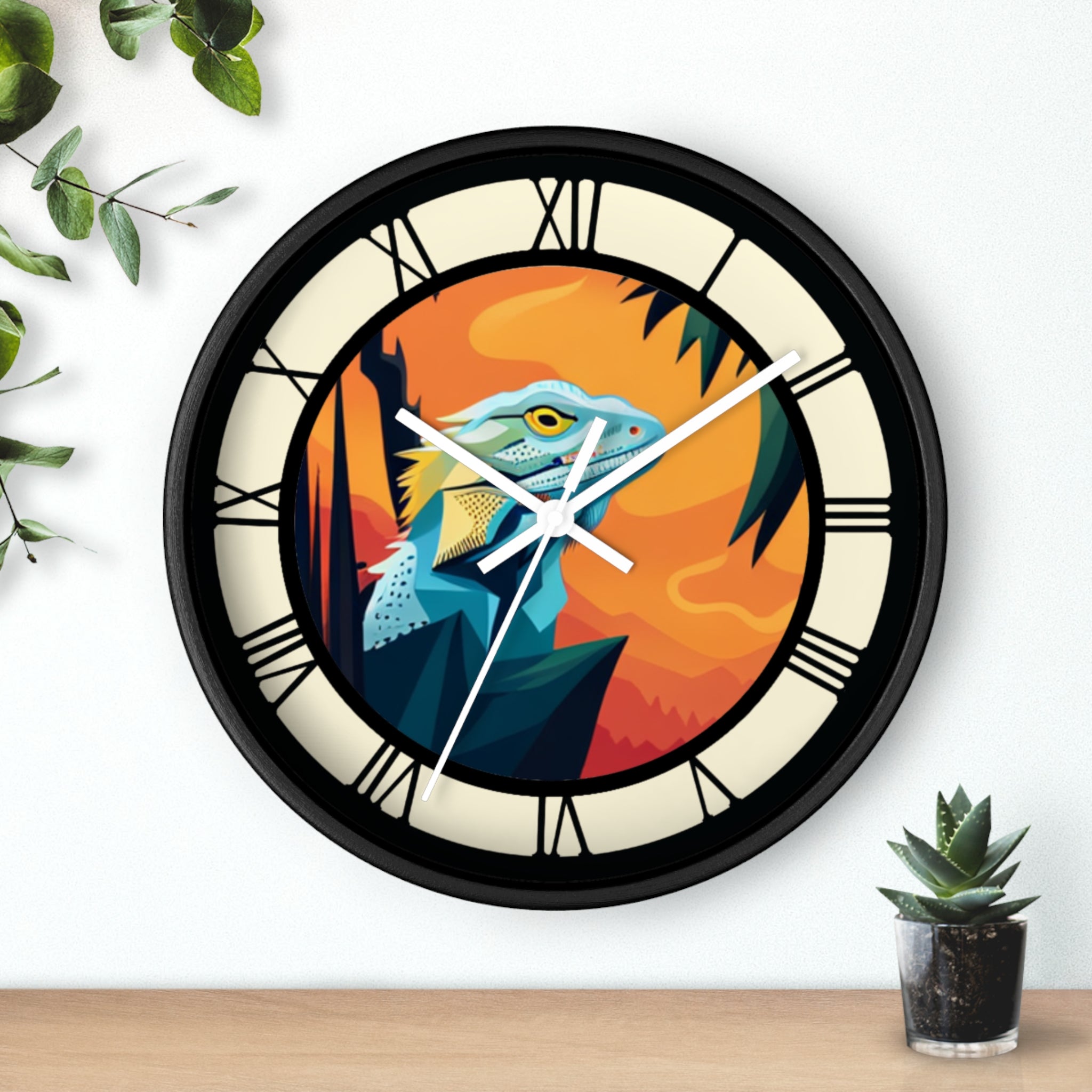 Bearded Dragon Wall Clock with Roman Numerals
