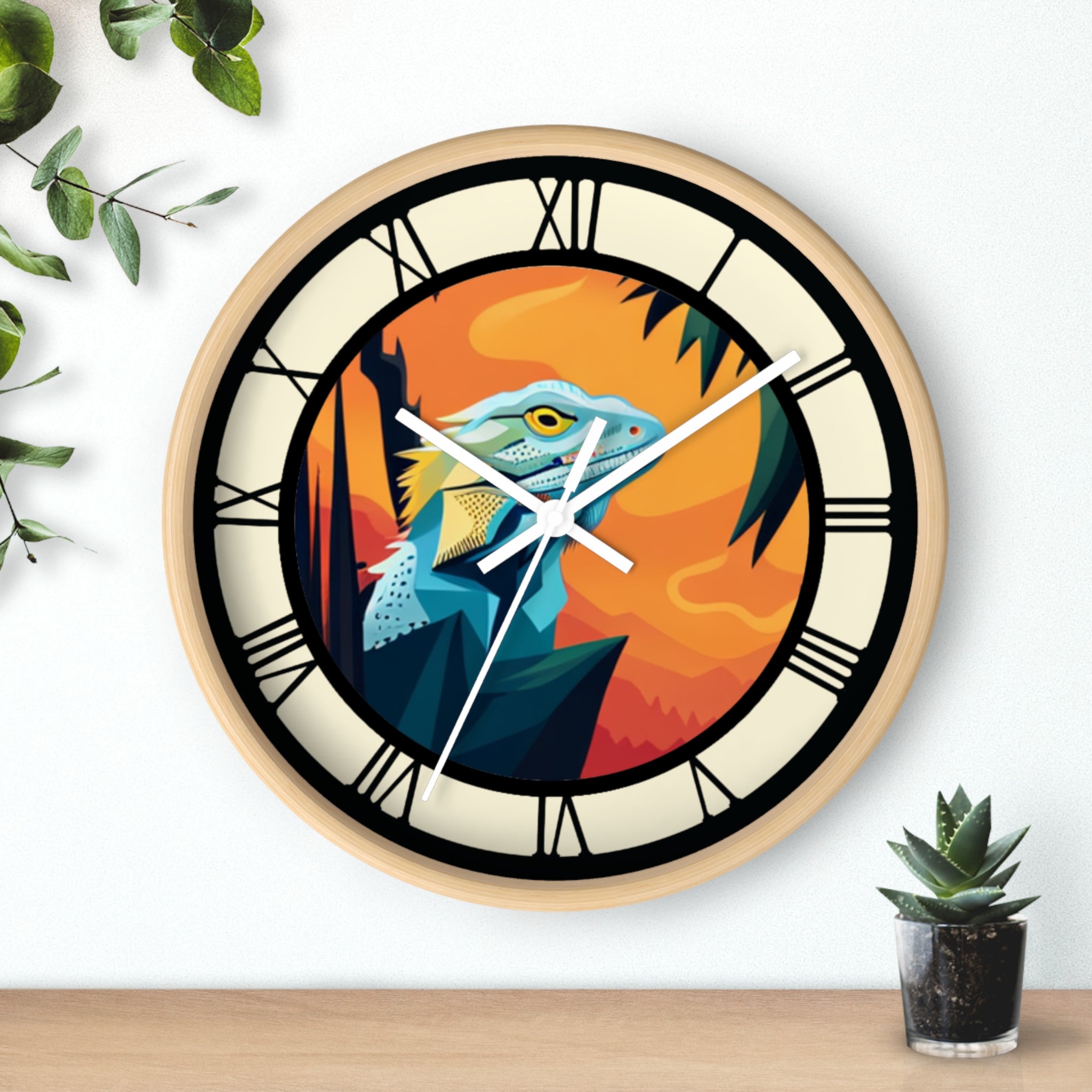 Bearded Dragon Wall Clock with Roman Numerals