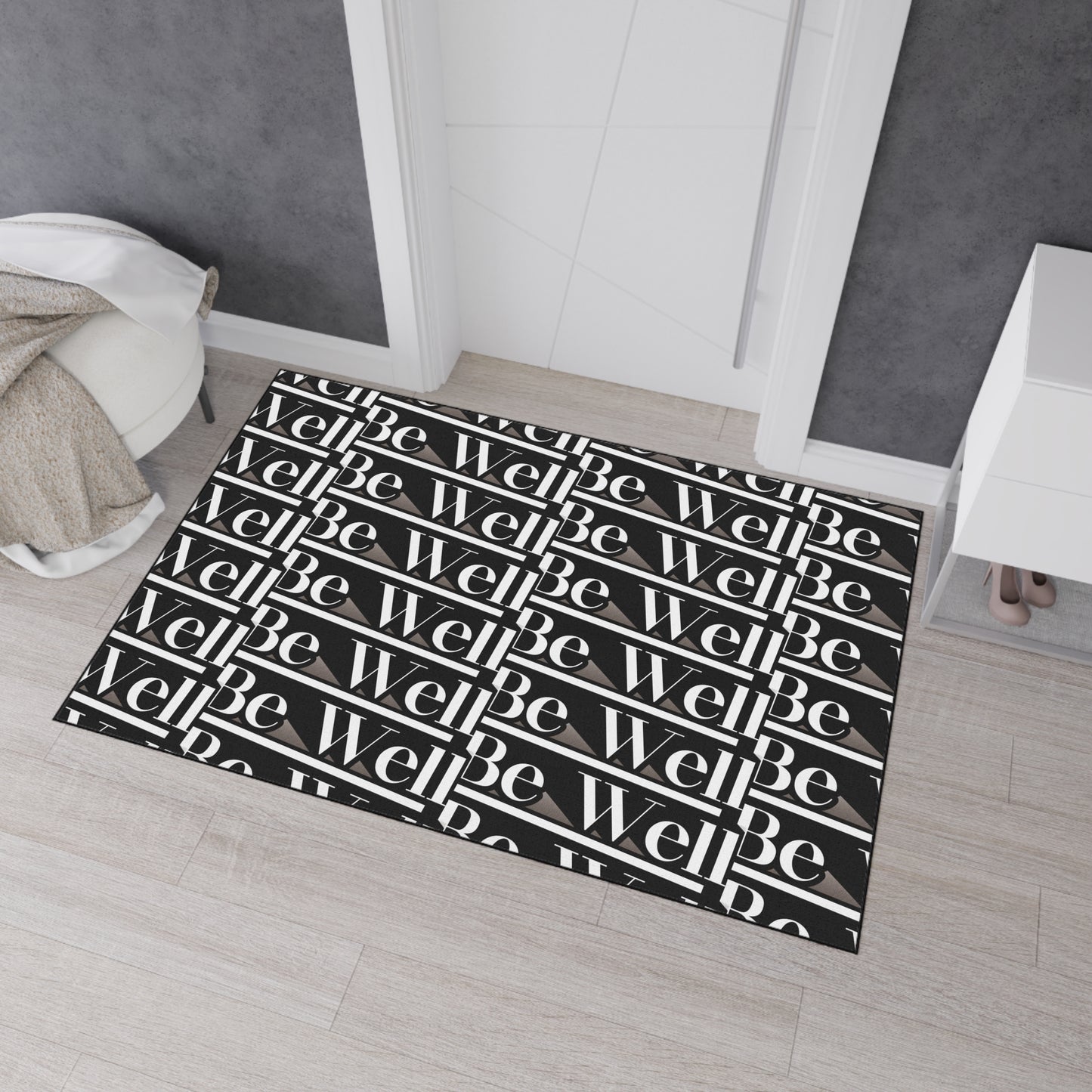 Bathroom Mat Words 'Be Well', Patterned