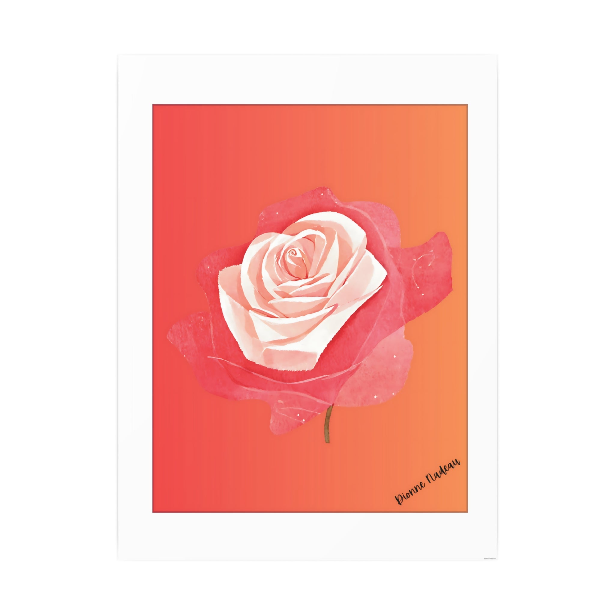 Red Rose Signed Digital Art Paper Poster