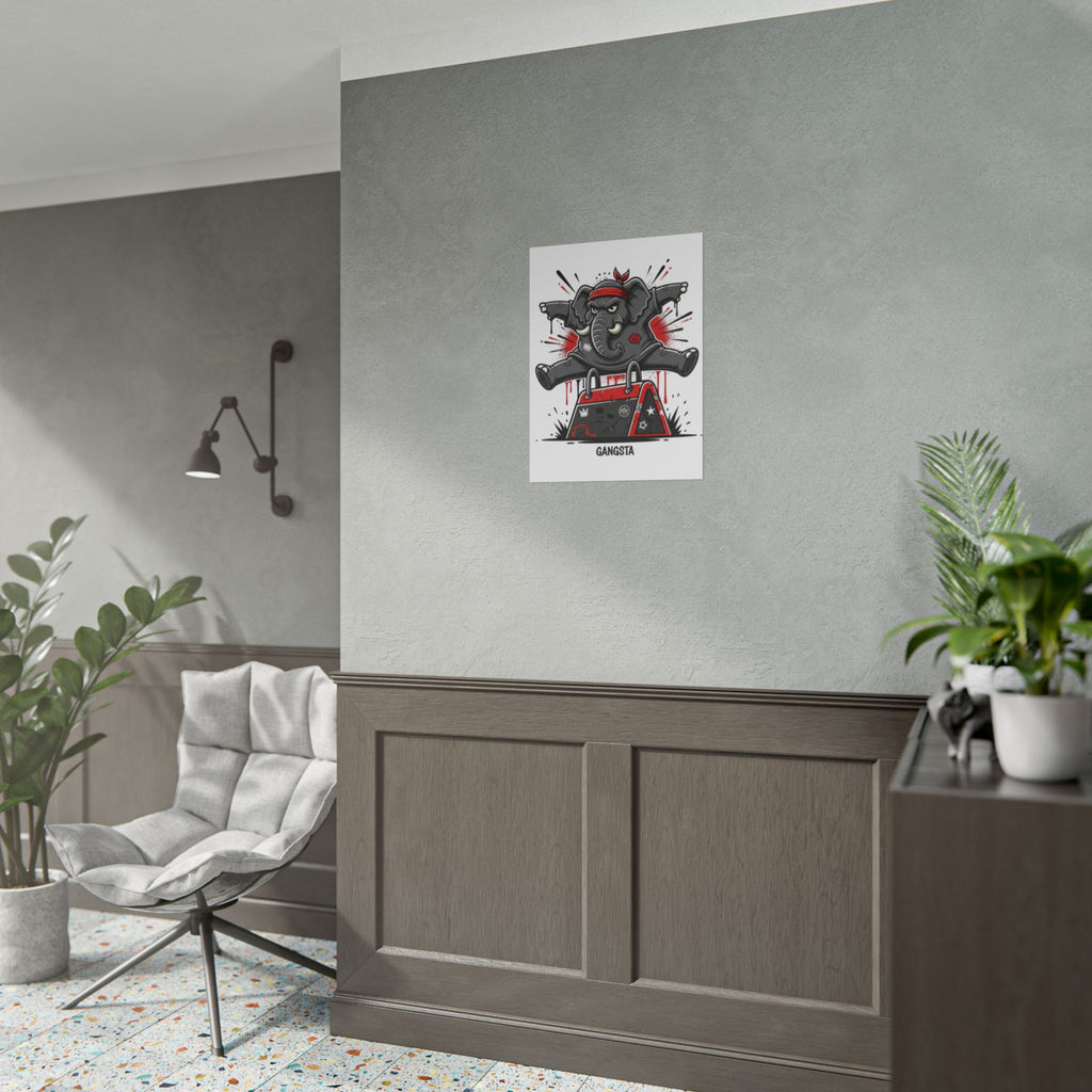 Gangsta Gymnastics Elephant Poster — Fun Motivational Wall Art for Kids & Teens