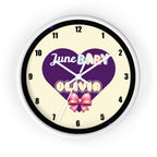 Personalized Purple Heart Custom Wall Clock for Girl Baby Name for Nursery, Bedroom Decor