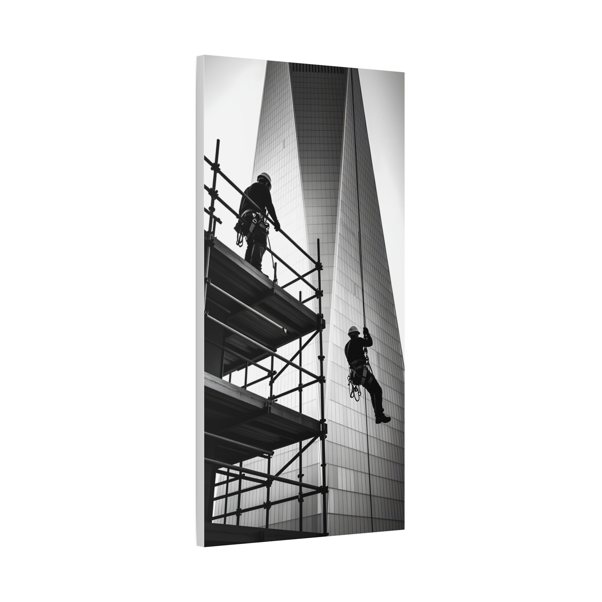 Construction Workers on Scaffolding Matte Stretched Canvas Print 2