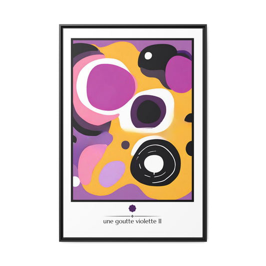 Framed Blob Art on Canvas, "Une Goutte Violette II" Part 2 of 3