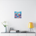 Sea Turtle Canvas Wall Art — Colorful Heart Shells Ocean Print