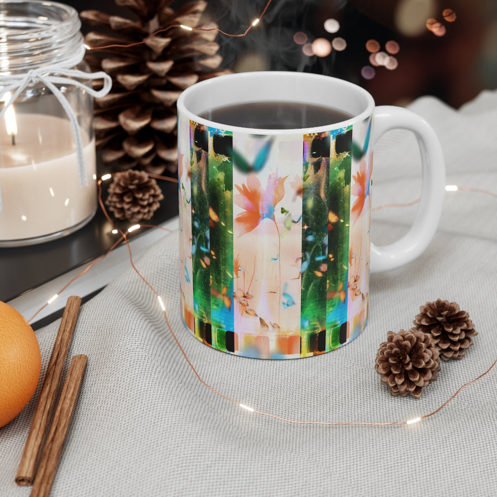 Floral Mug, Pretty Abstract Design, Gift Coffee Cup, Mothers Day Present, Office Desk Decor
