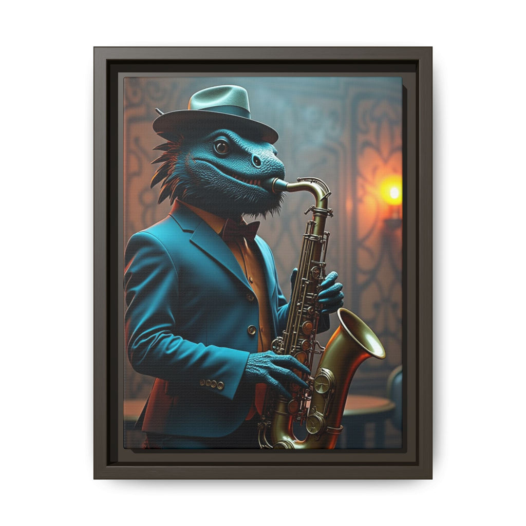 Bearded Dragon Playing the Saxophone Framed Wall Art