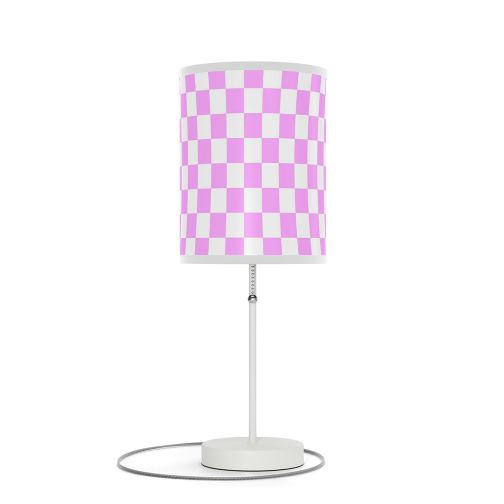 Pink Checkered Side Rable Lamp