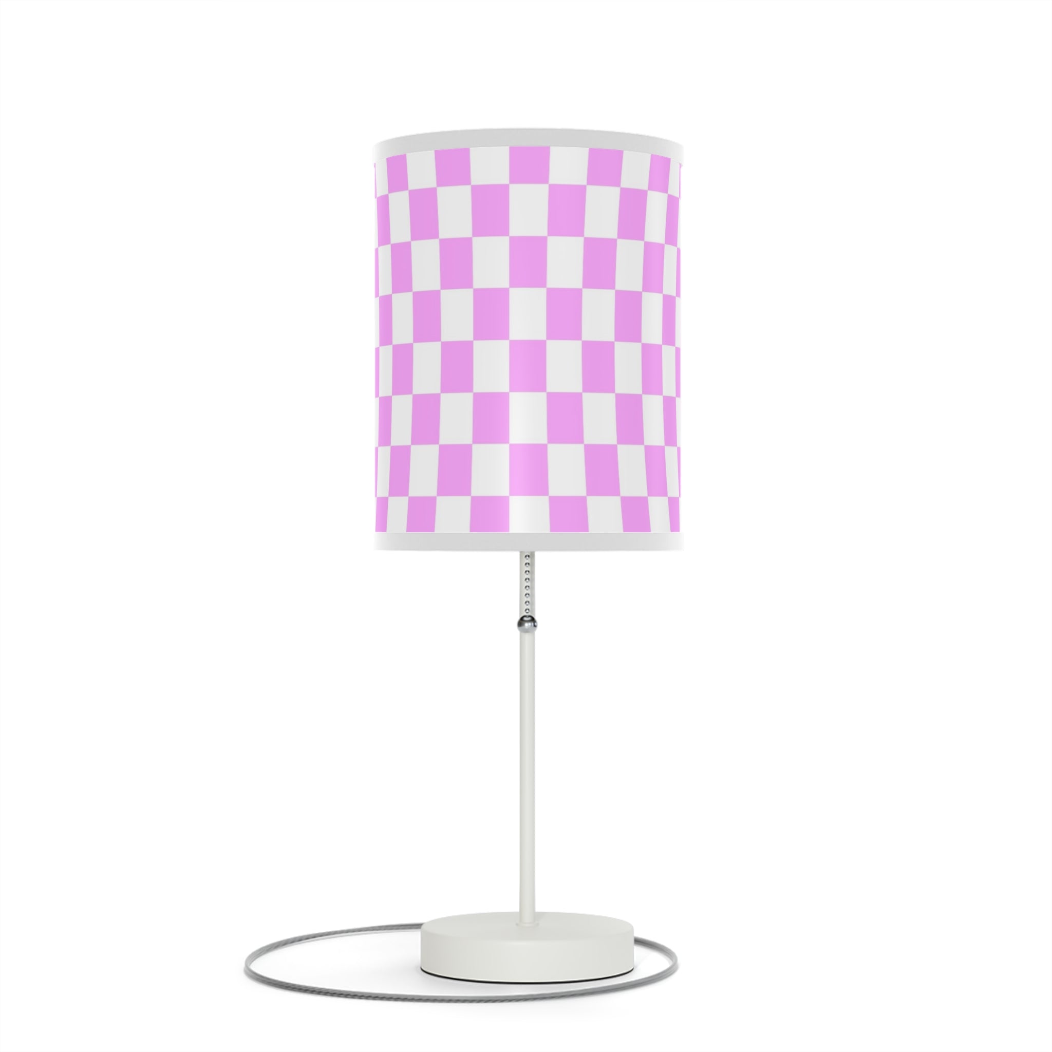Pink Checkered Side Rable Lamp