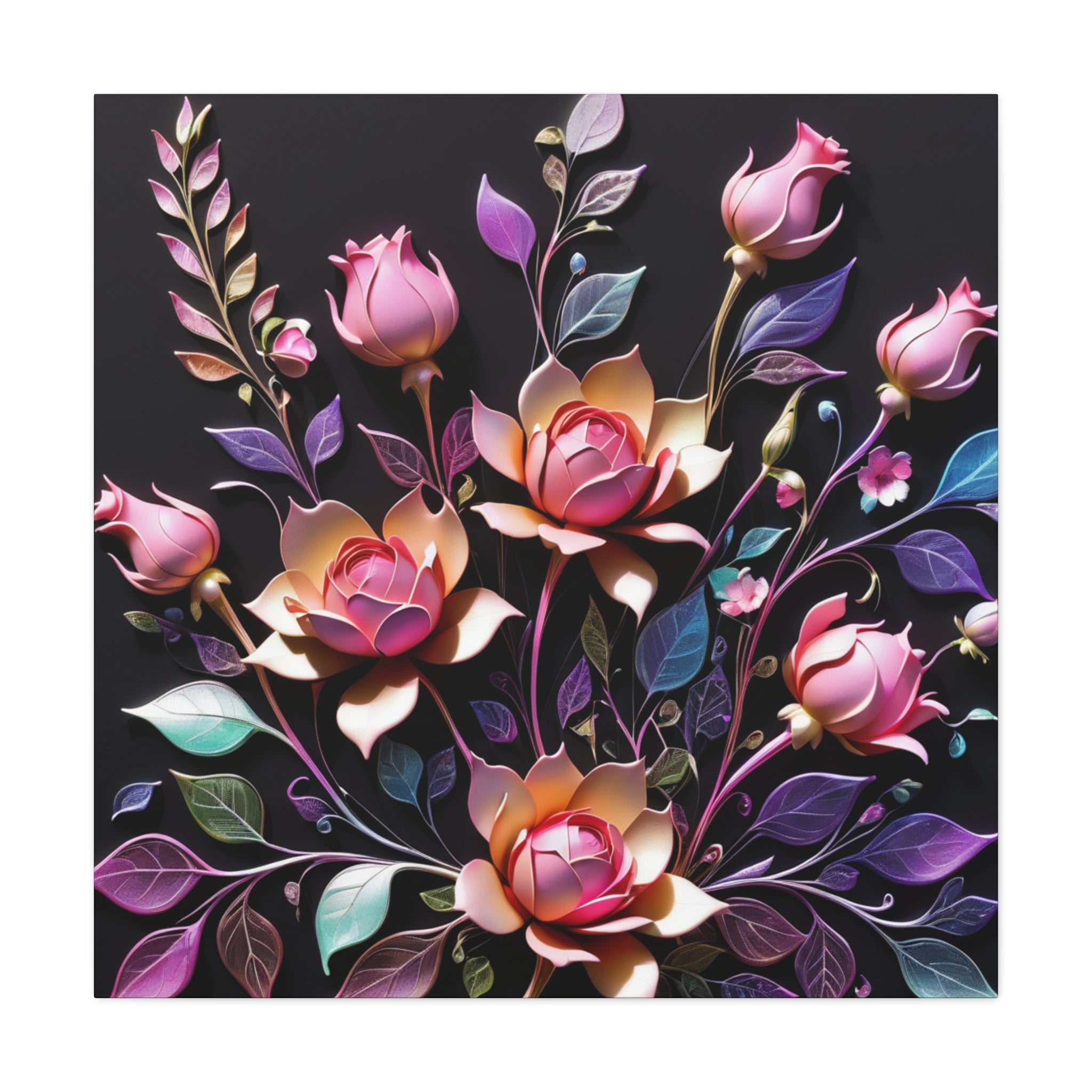 Metallic Floral 3D Canvas Print