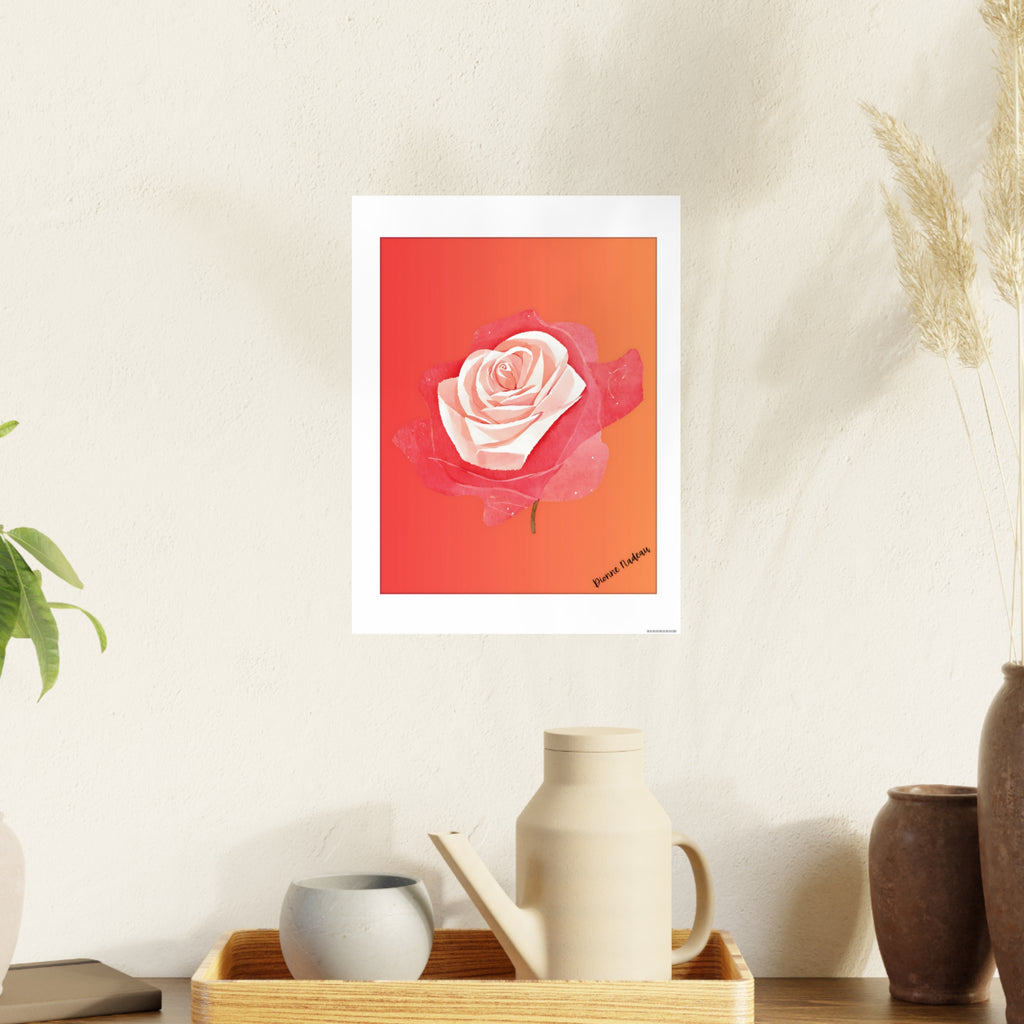 Red Rose Signed Digital Art Paper Poster