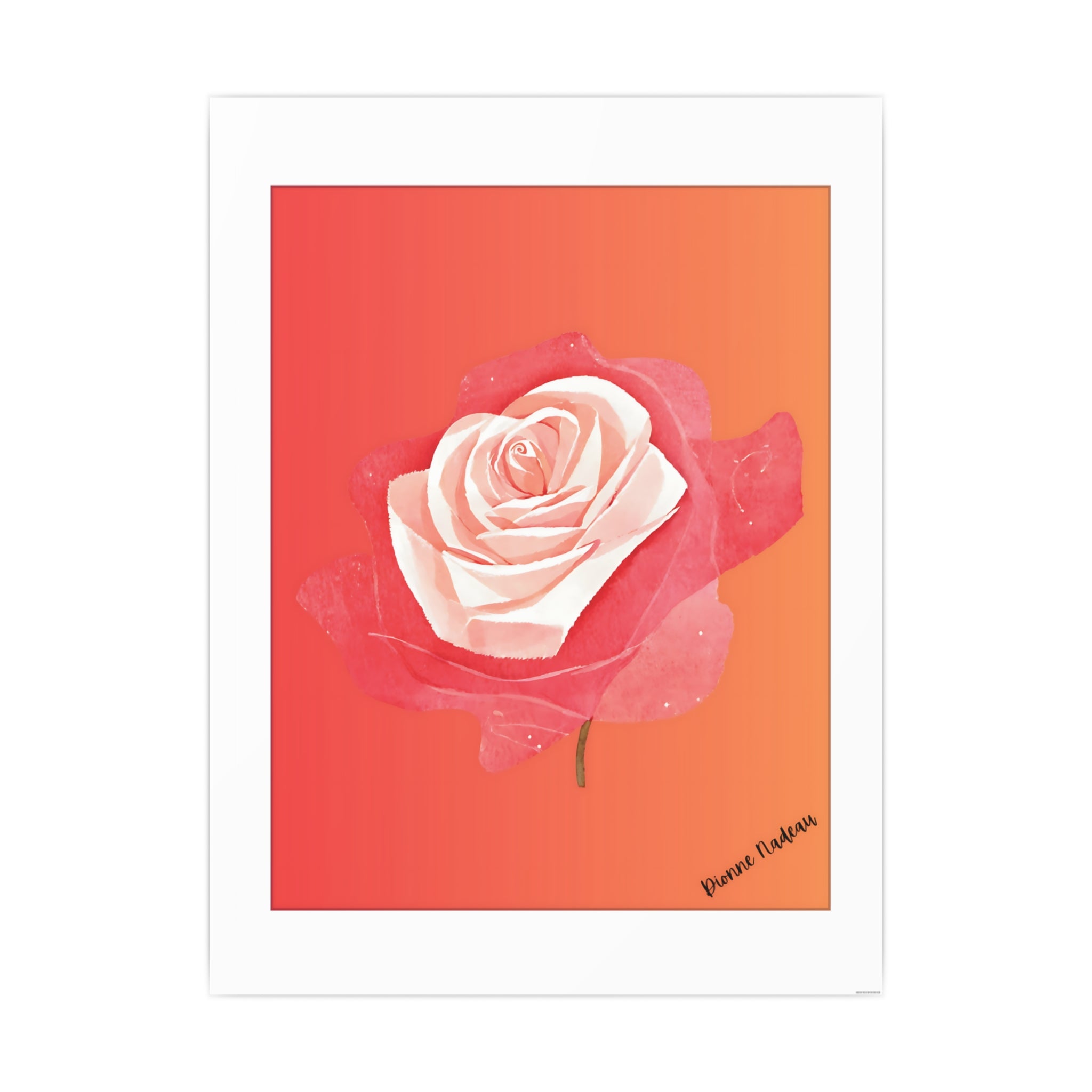 Red Rose Signed Digital Art Paper Poster