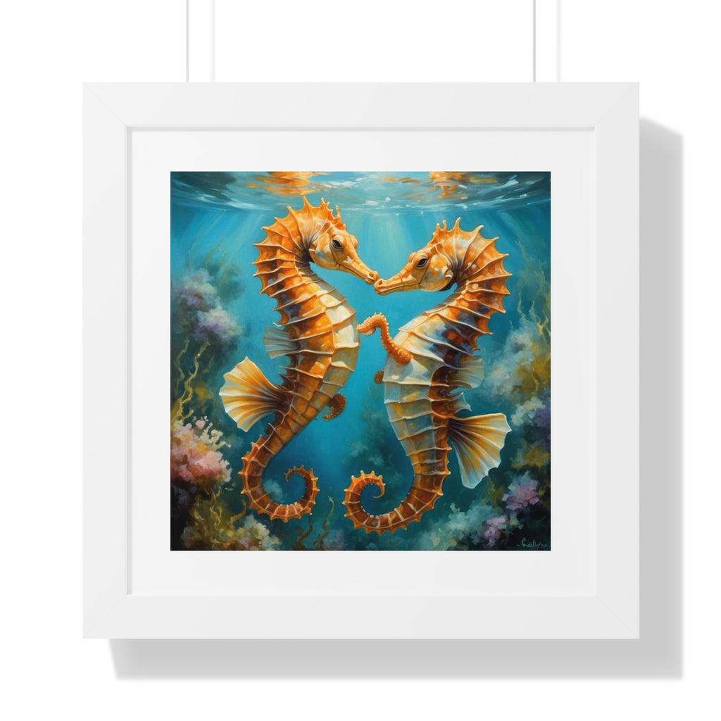Framed Poster Seahorses in Love