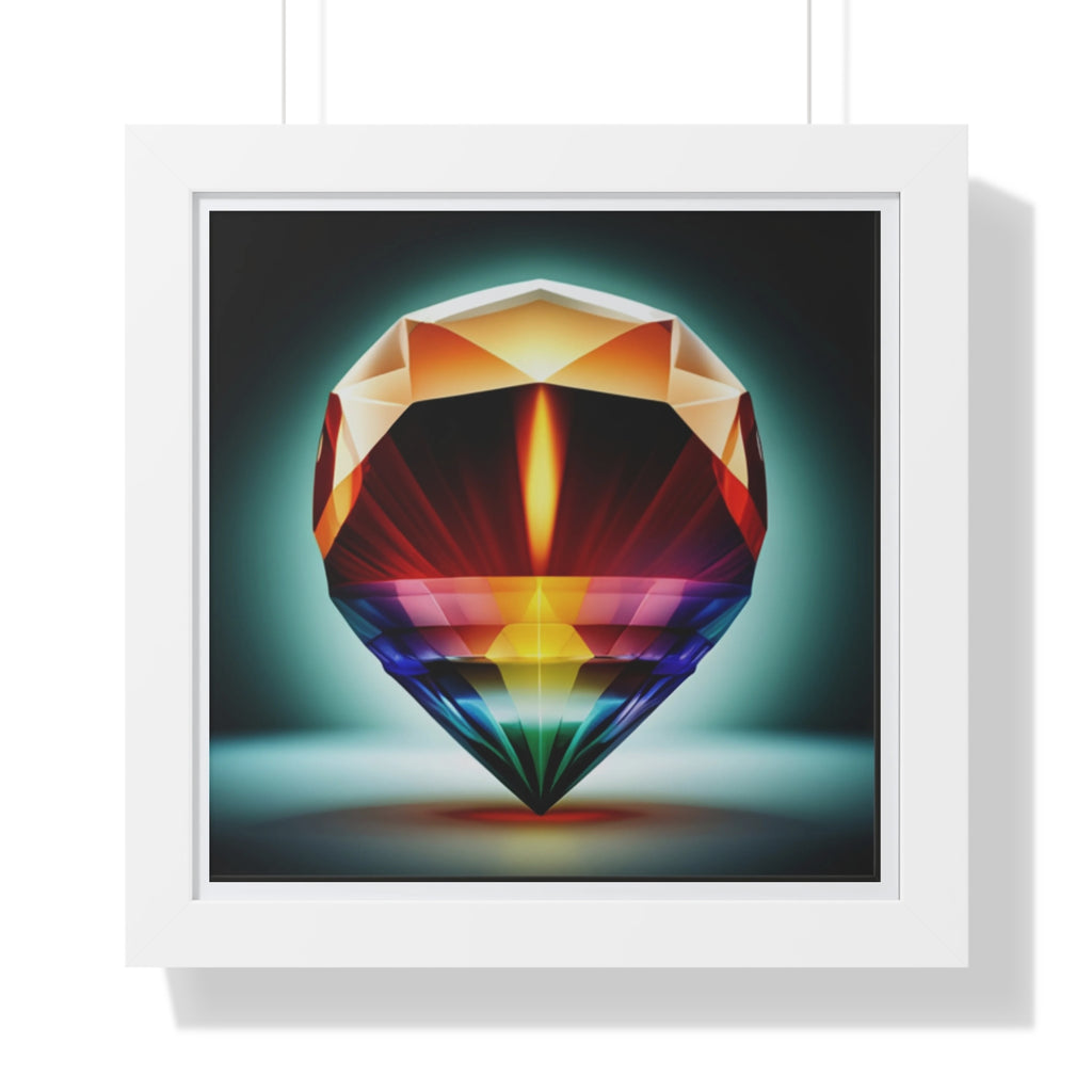 Framed Poster — Rainbow Gem Geometric Art Print