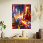 Abstract City Lights Photo Art Poster — Vibrant Futuristic Urban Wall Art