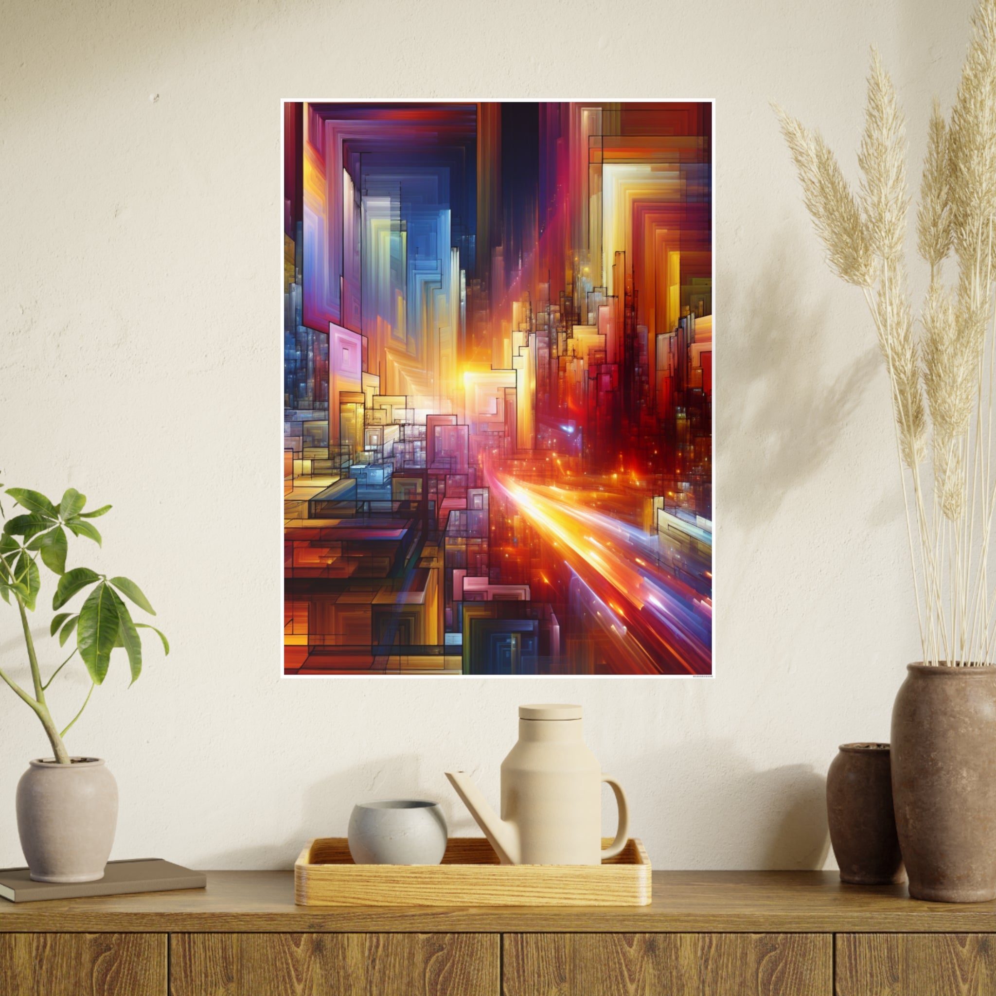 Abstract City Lights Photo Art Poster — Vibrant Futuristic Urban Wall Art