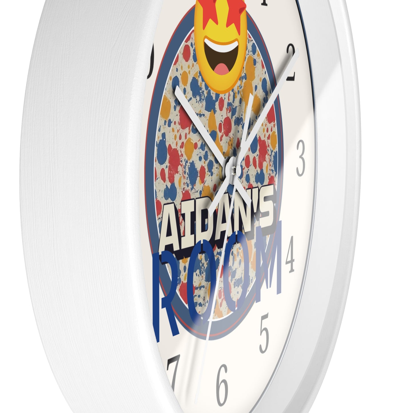 Custom Name Personalized Wall Clock in Paint-Splatter for Kids or Art Studio