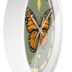 Silent Butterfly Wall Clock in Olive Green