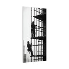 Construction Workers on Scaffolding Matte Stretched Canvas Print